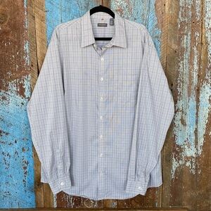 Van Heusen Blue Plaid Long Sleeve Button Down Shirt XLT
